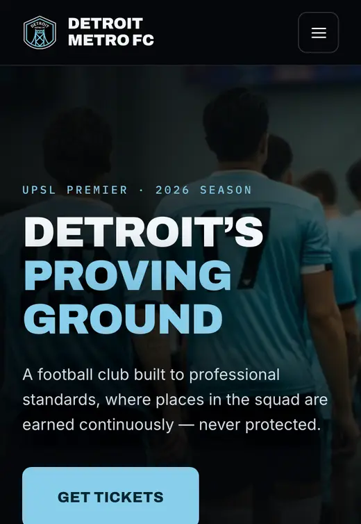 The rebuilt Detroit Metro FC site